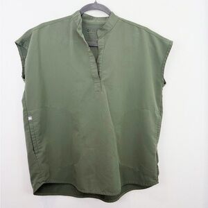 FIGS Womens Green Rafaela Oversized Scrub Top Green Size XS